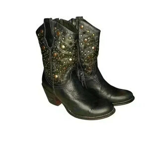 Muro Black Leather Studded Boot